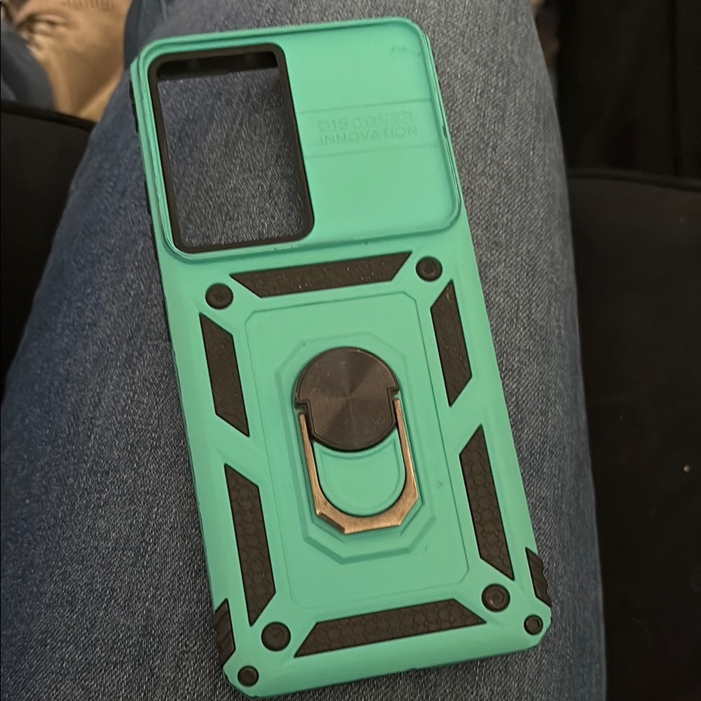 Protective Turquoise Phone Case with Ring Holder